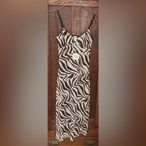 Camila Coelho Brown and White Zebra Midi Dress